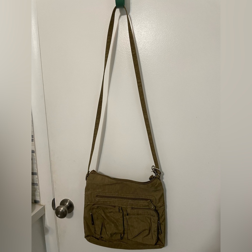 Multisac nylon zip crossbody hiking travel multi pocket bag w lots of pockets